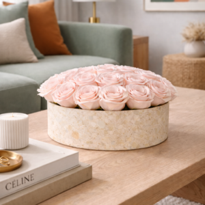 Blush Preserved Roses in Terrazzo Vase