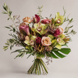 Orchid Botanical Bouquet – Champagne & Botanical Green